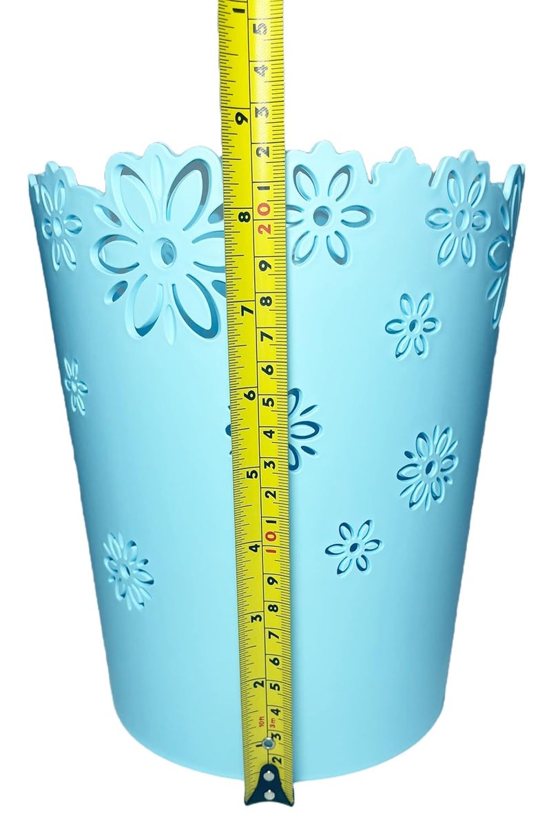 VIUJUH Wastebasket, Hollow Flower Shape Plastic Lidless Wastepaper Baskets Trash Can (Blue, Medium) - Image 3